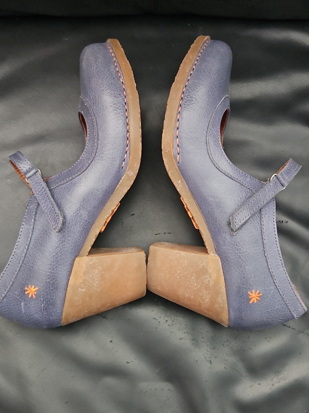 Art Mary Jane Grass Harlem Closed Toe Buckle Block Heel Sky Gray Sz 37 Eu 6.5 US - Picture 6 of 10